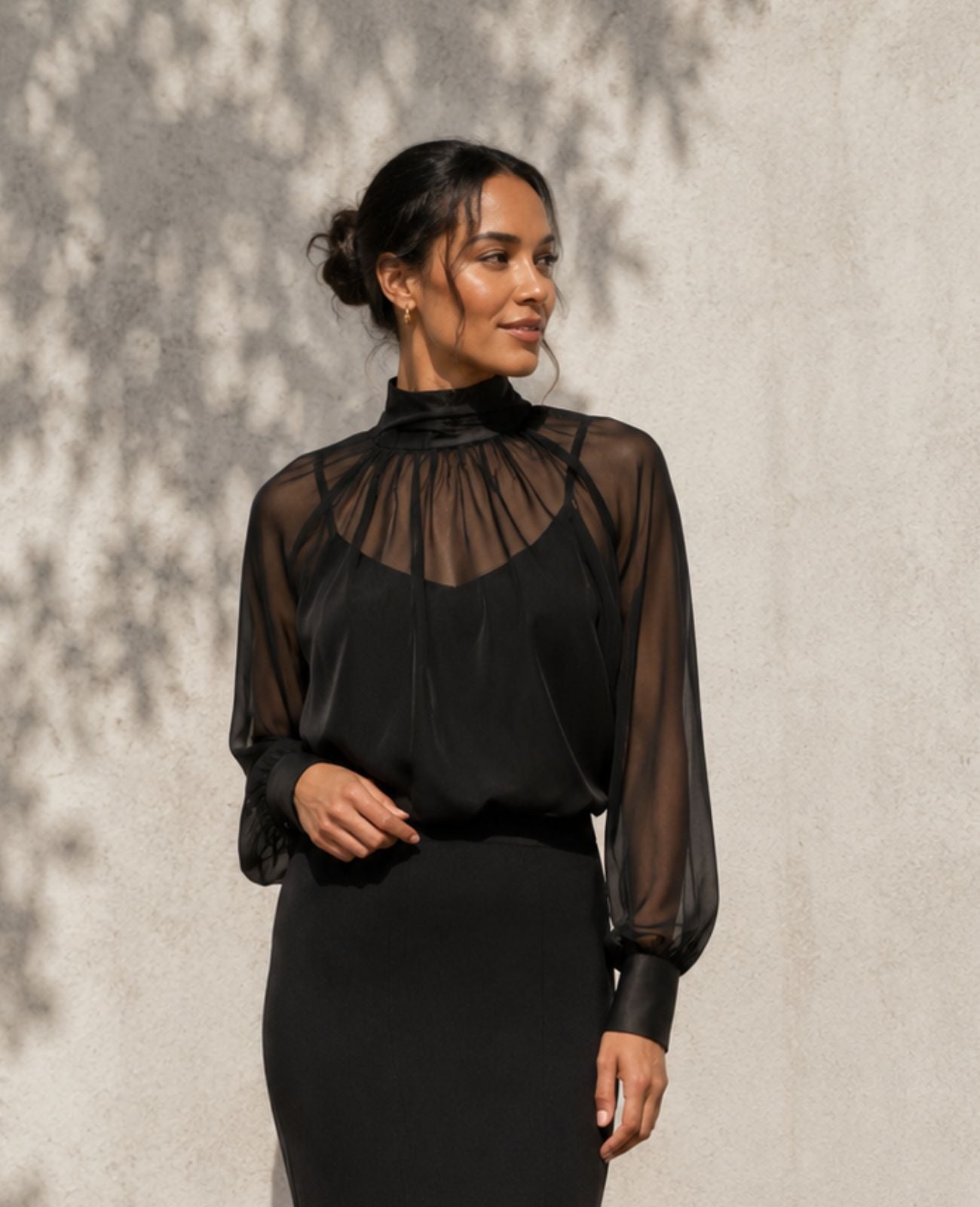 Chiffon Blouse | Long Sleeve Black Blouse for Musicians