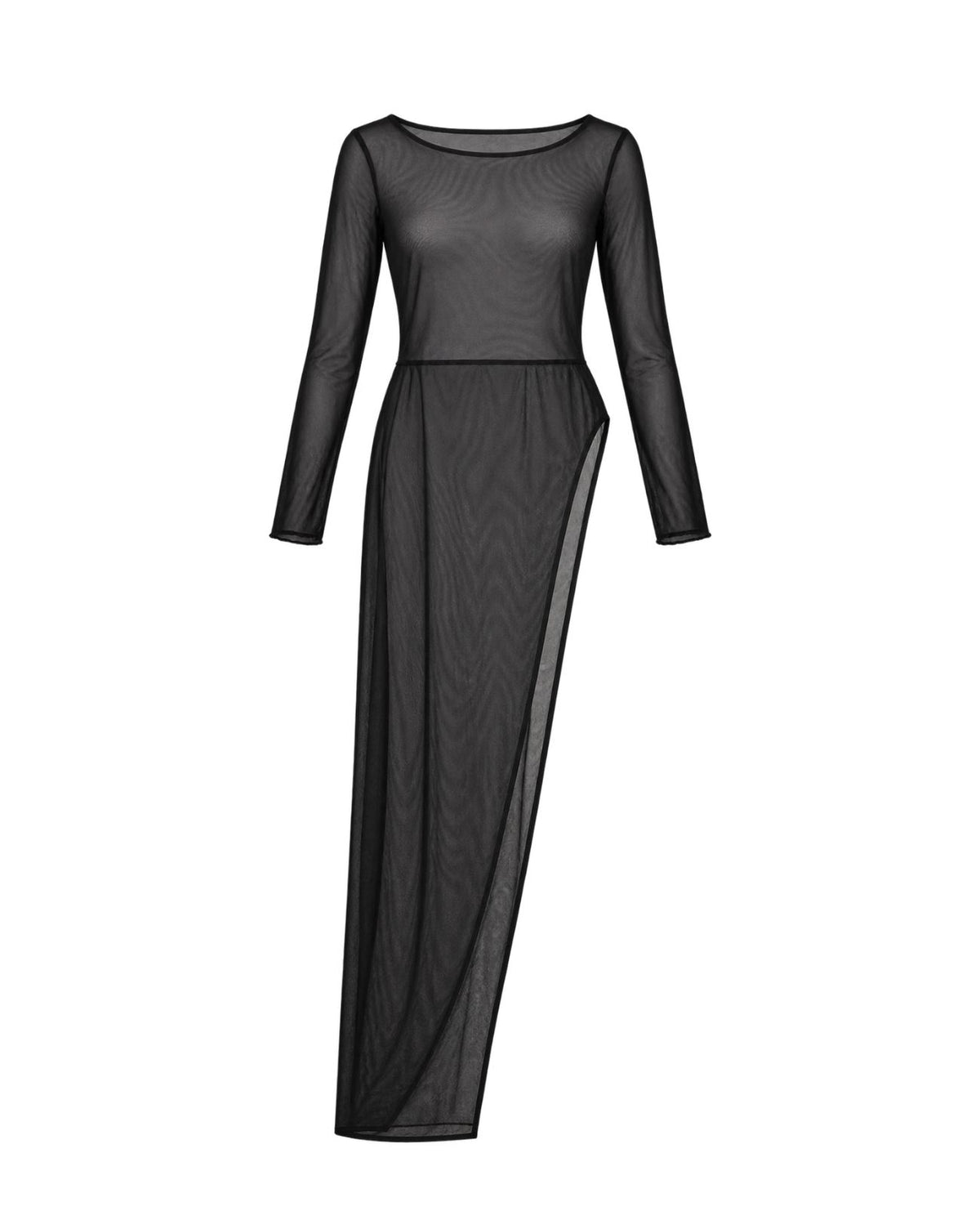 asymmetrical long sleeve sheer top 