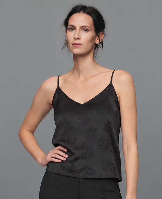 black jacquard cami with adjustable straps by blackstrad concert attire