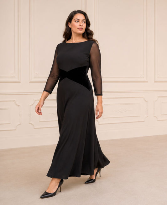 The Swan Dress | Long-Sleeve Concert Black Dress for Musicians