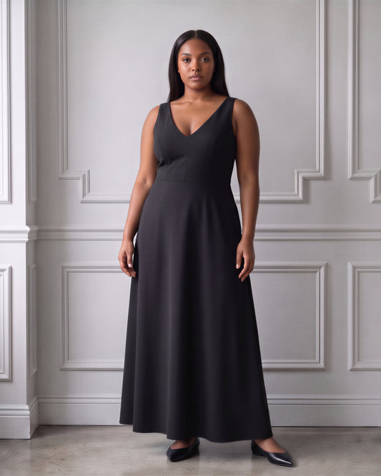 sleeveless formal concert black dress