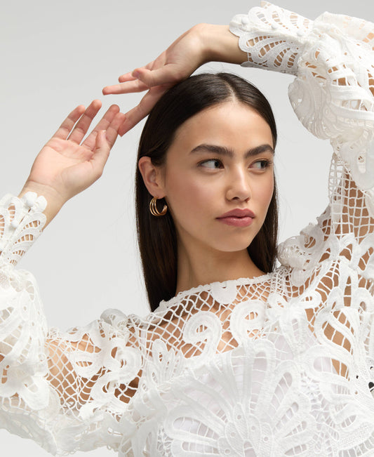 Opaline Lace Blouse with long sleeves